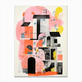 A House In Paris, Abstract Risograph Style 1 Canvas Print