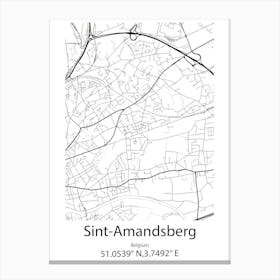 Sint Amandsberg,Belgium Minimalist Map Canvas Print