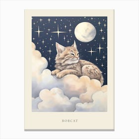 Sleeping Baby Bobcat Nursery Poster Canvas Print