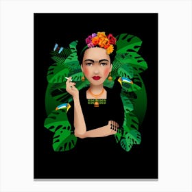 Frida Kahlo Black Canvas Print