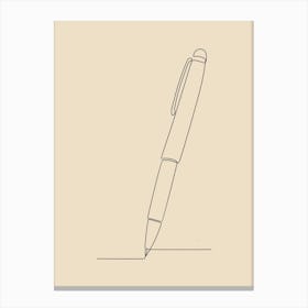 Line Drawing Of A PenMonoline Asthetic Mnimalist Drawing Canvas Print