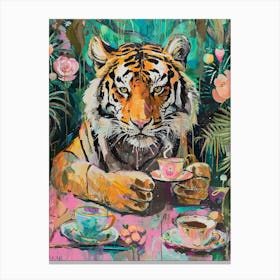 Kitsch Tiger Tea Party 3 Canvas Print