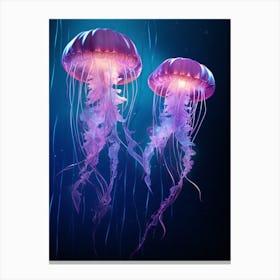 Sea Nettle Jellyfish Neon Illustration 5 Canvas Print