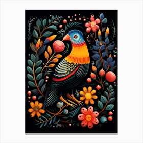 Folk Bird Illustration Partridge 1 Canvas Print