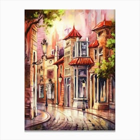 Watercolor Of Old Town in Vienna Canvas Print