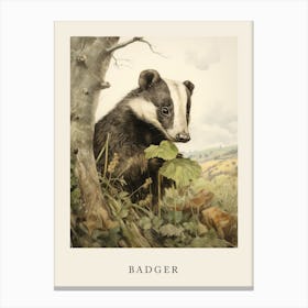 Beatrix Potter Inspired  Animal Watercolour Badger 4 Canvas Print