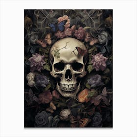 Skull in flowers 1 Canvas Print
