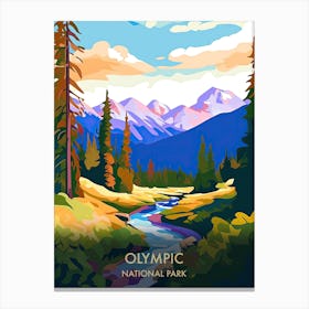 Olympic National Park Travel Poster Illustration Style 6 Canvas Print