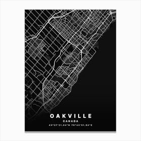 Oakville Ontario Canada Black Map Canvas Print