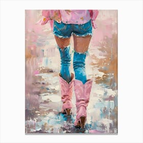 Cowgirl In Pink Boots 1 Canvas Print