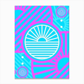Geometric Glyph in White and Bubblegum Pink and Candy Blue n.0080 Canvas Print