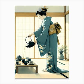 Geisha Serve Tea - Drawing Canvas Print