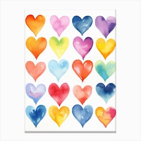 Watercolor Hearts 3 Canvas Print