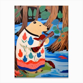 Maximalist Animal Painting Beaver 1 Canvas Print