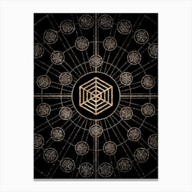 Geometric Glyph Radial Array in Glitter Gold on Black n.0160 Canvas Print