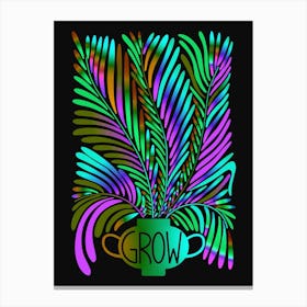 Grow Abstract Floral Night Canvas Print