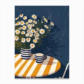 Daises Flowers On A Table   Contemporary Illustration 2 Canvas Print