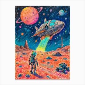 Spaceship On Mars Canvas Print