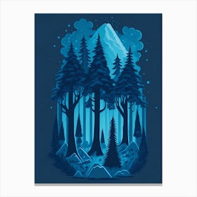 A Fantasy Forest At Night In Blue Theme 66 Canvas Print