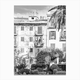 Palma Mallorca Black And White Image Of A Building Canvas Print