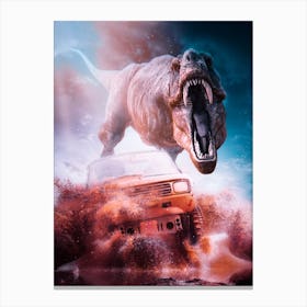 The Tyrannosaurus Attack in desert Canvas Print