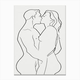 Kissing Nude Couple Canvas Print