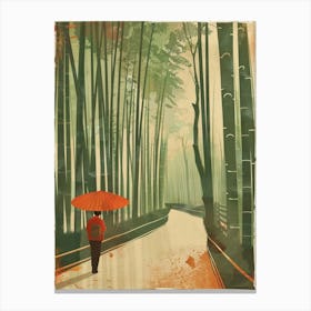 Arashiyama Bamboo Grove Japan Mid Century Modern Canvas Print