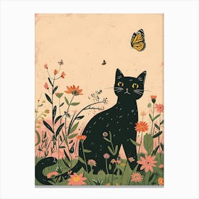 Black Cat In The Meadow 3 Canvas Print