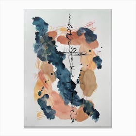 Abstract Portrait Watercolour and Ink Blue and Pinks Canvas Print