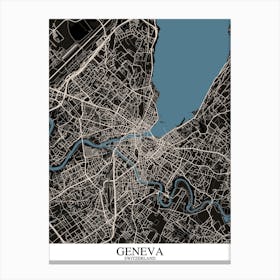 Geneva Black Blue Canvas Print