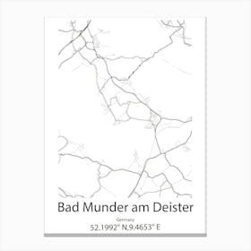 Bad Munder Am Deister,Germany Minimalist Map Canvas Print