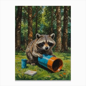 Raccoon In The Woods Canvas Print