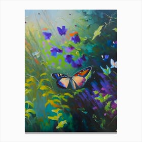 Butterfly In Garden Oil Painting 1 Canvas Print