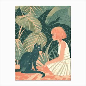 Girl With Cat 8 Canvas Print