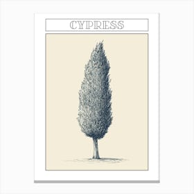 Cypress Tree Minimalistic Drawing 1 Poster Canvas Print