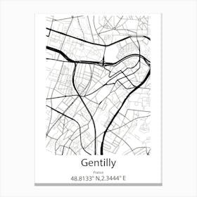 Gentilly,France Minimalist Map Canvas Print