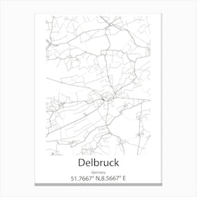 Delbruck,Germany Minimalist Map Canvas Print