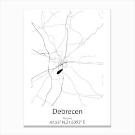 Debrecen,Hungary Minimalist Map Canvas Print