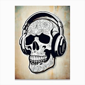 Skull With Headphones 134 Canvas Print