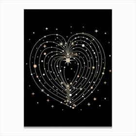 Black Background Celestial Heart  3 Canvas Print