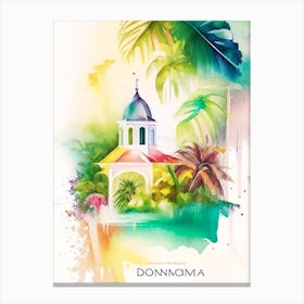 Dominica Beach Watercolour Pastel Tropical Destination Canvas Print