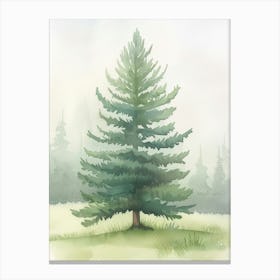 Spruce Tree Atmospheric Watercolour Painting 2 Canvas Print