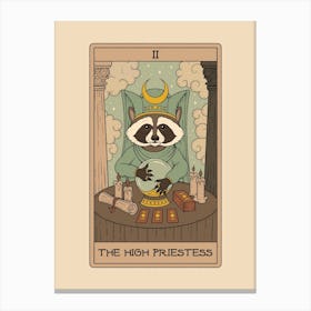 The High Priestess   Raccoons Tarot Canvas Print