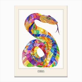 Cobra Colourful Watercolour 2 Poster Canvas Print