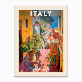Amalfi Coast Italy 4 Fauvist Painting  Travel Poster Canvas Print