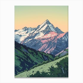 Grossglockner Austria Color Line Drawing (8) Canvas Print