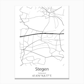 Stegen,Switzerland Minimalist Map Canvas Print