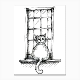 Cat In Window Canvas Print