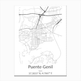 Puente Genil,Spain Minimalist Map Canvas Print