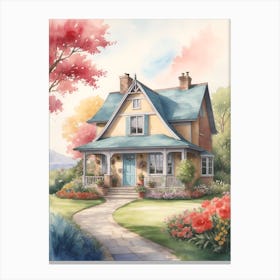 Watercolor Of A Cottage 1 Canvas Print